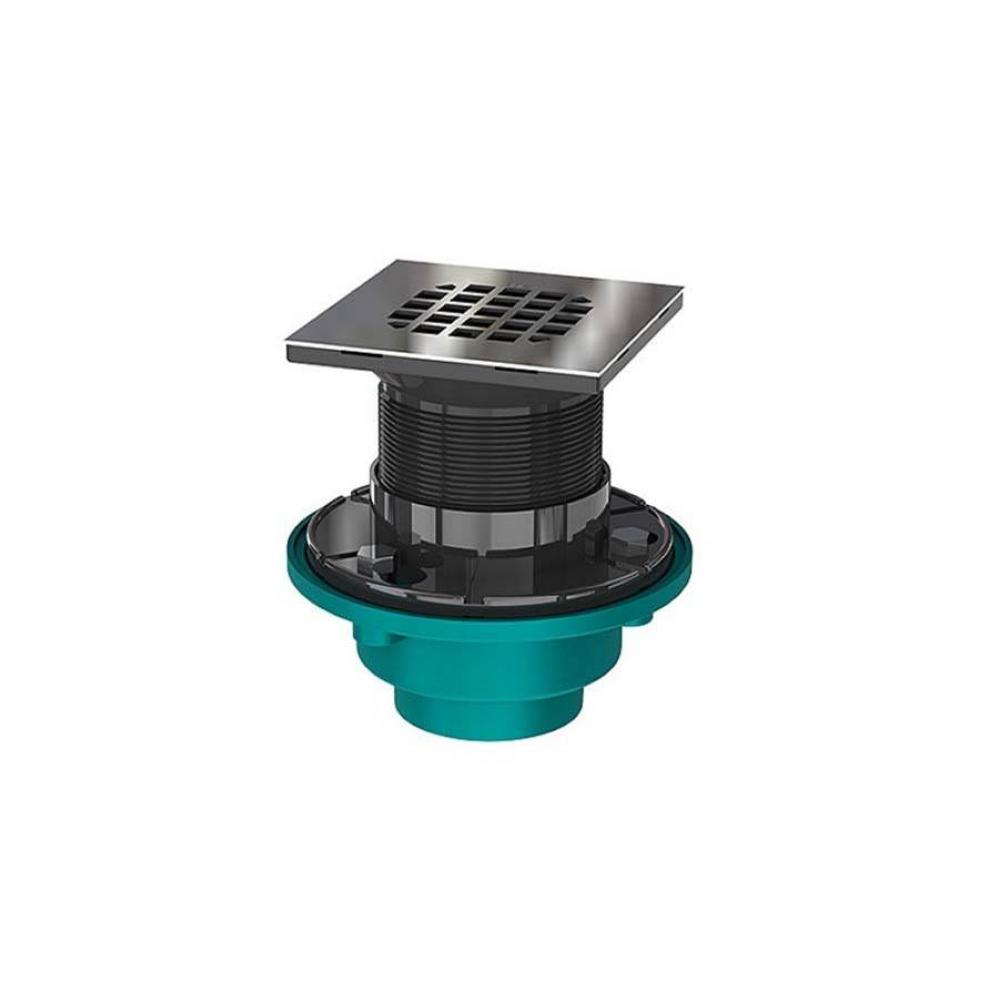 2&apos;&apos; Cast Iron Adjustable Square Shower Drain For Shower Pan Liner