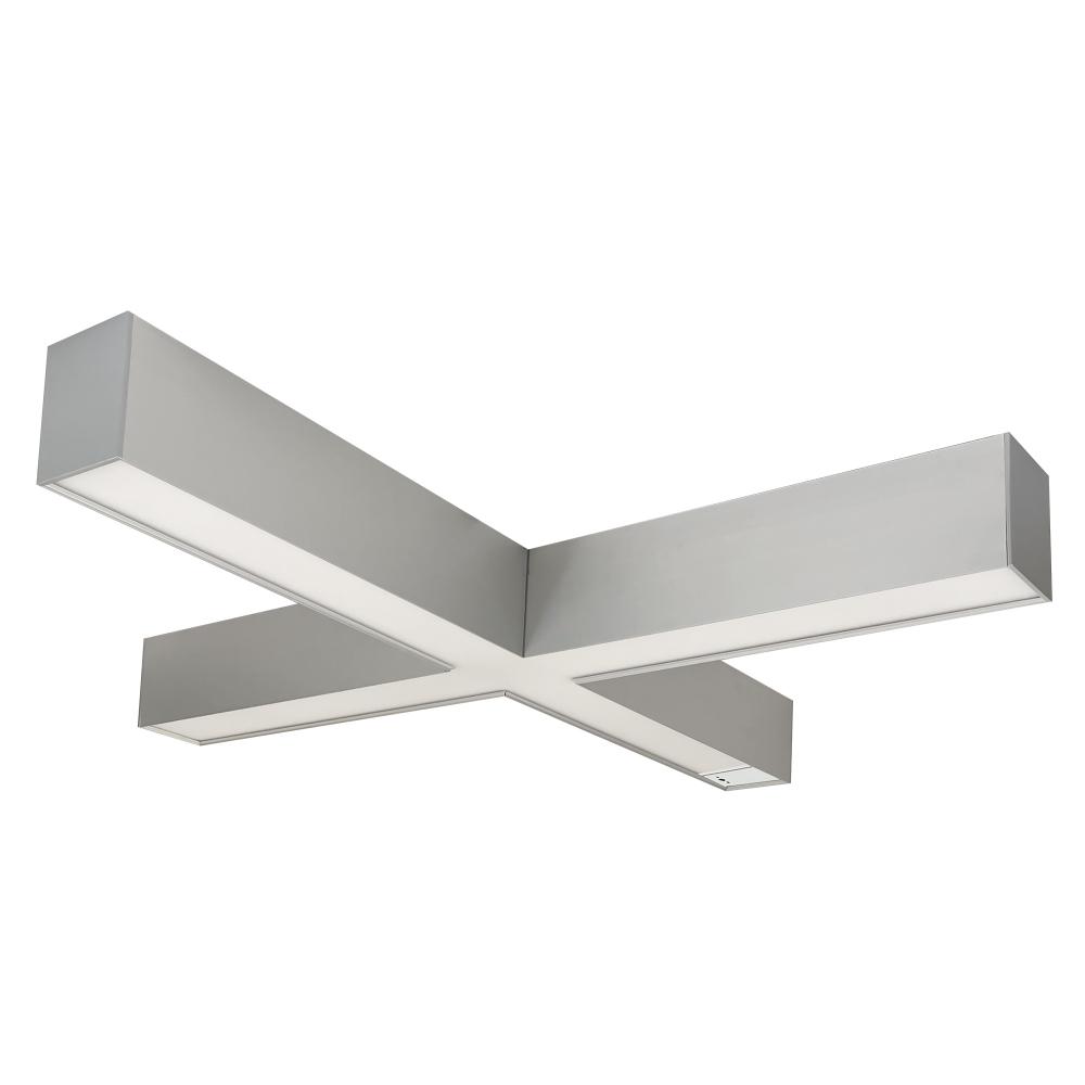 &#34;X&#34; Shaped L-Line LED Indirect/Direct Linear, 6028lm / Selectable CCT, Aluminum finish, with