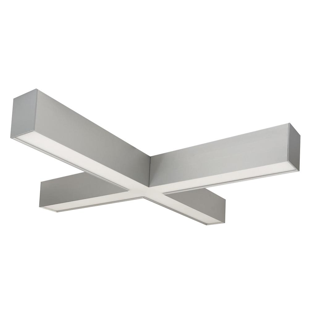 &#34;X&#34; Shaped L-Line LED Indirect/Direct Linear, 6028lm / Selectable CCT, Aluminum finish