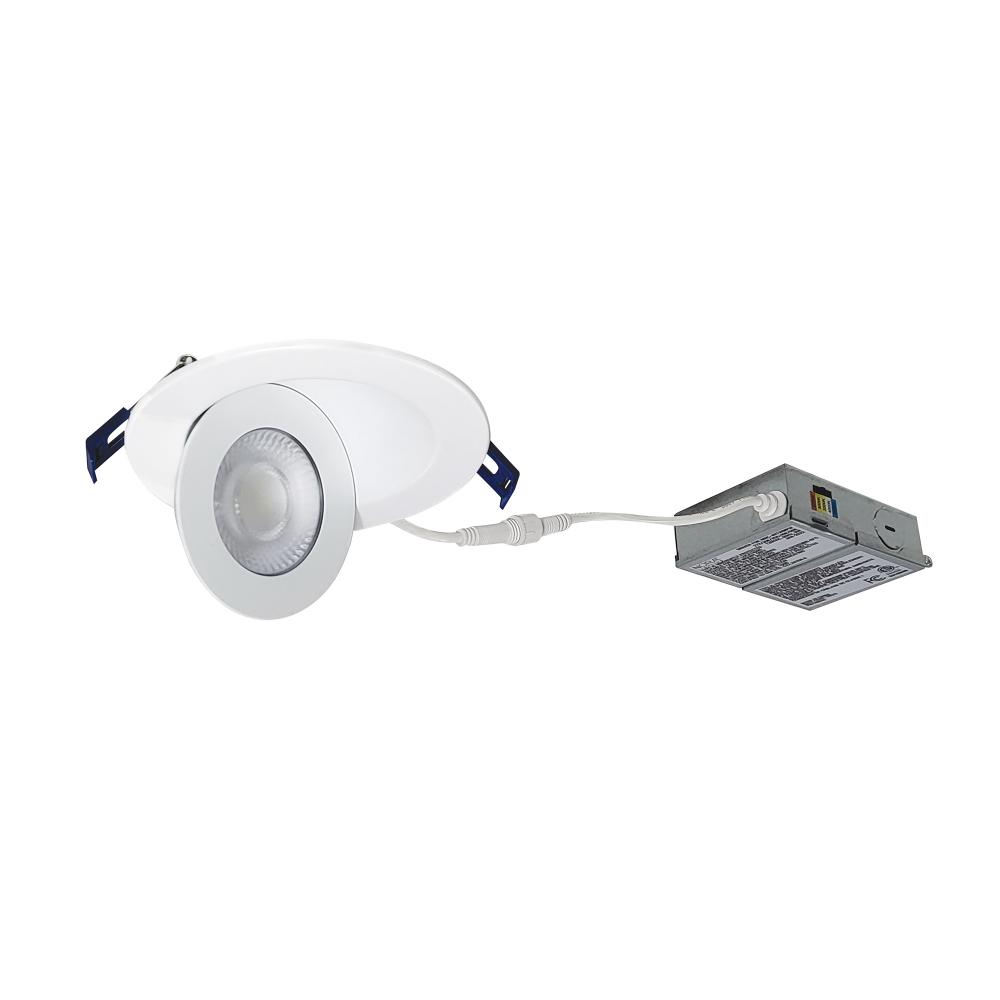 4&#34; M-Curve Can-less Adjustable LED Downlight, Selectable CCT, 900lm / 9W, Matte Powder White