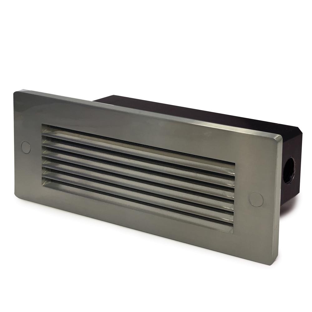 Brick Die-Cast LED Step Light w/ Horizontal Louver Face Plate, 118lm / 4.6W, 3000K, Brushed Nickel