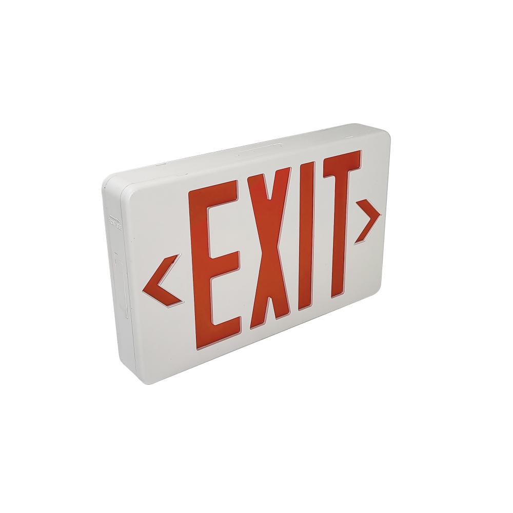 Dual Color LED Exit Sign with Battery Backup, Selectable Red or Green Letters, White Housing