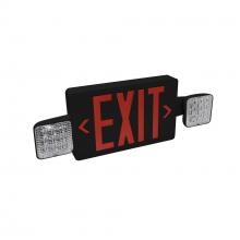 Nora NEX-712-LED/RB - LED Exit and Emergency Combination with Adjustable Heads, Battery Backup, Red Letters / Black