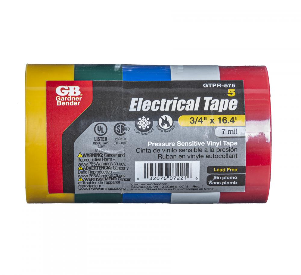 ElecTape 3/4in x 12ft Assorted Colors 1/