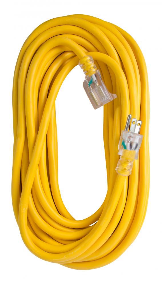 EXTENSION CORD 50FT SJTW YELLOW 12/3 LIG