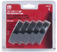 ECM Industries GTPB-550 - Electrical Tape 1/2in x 20ft 5Pack Black
