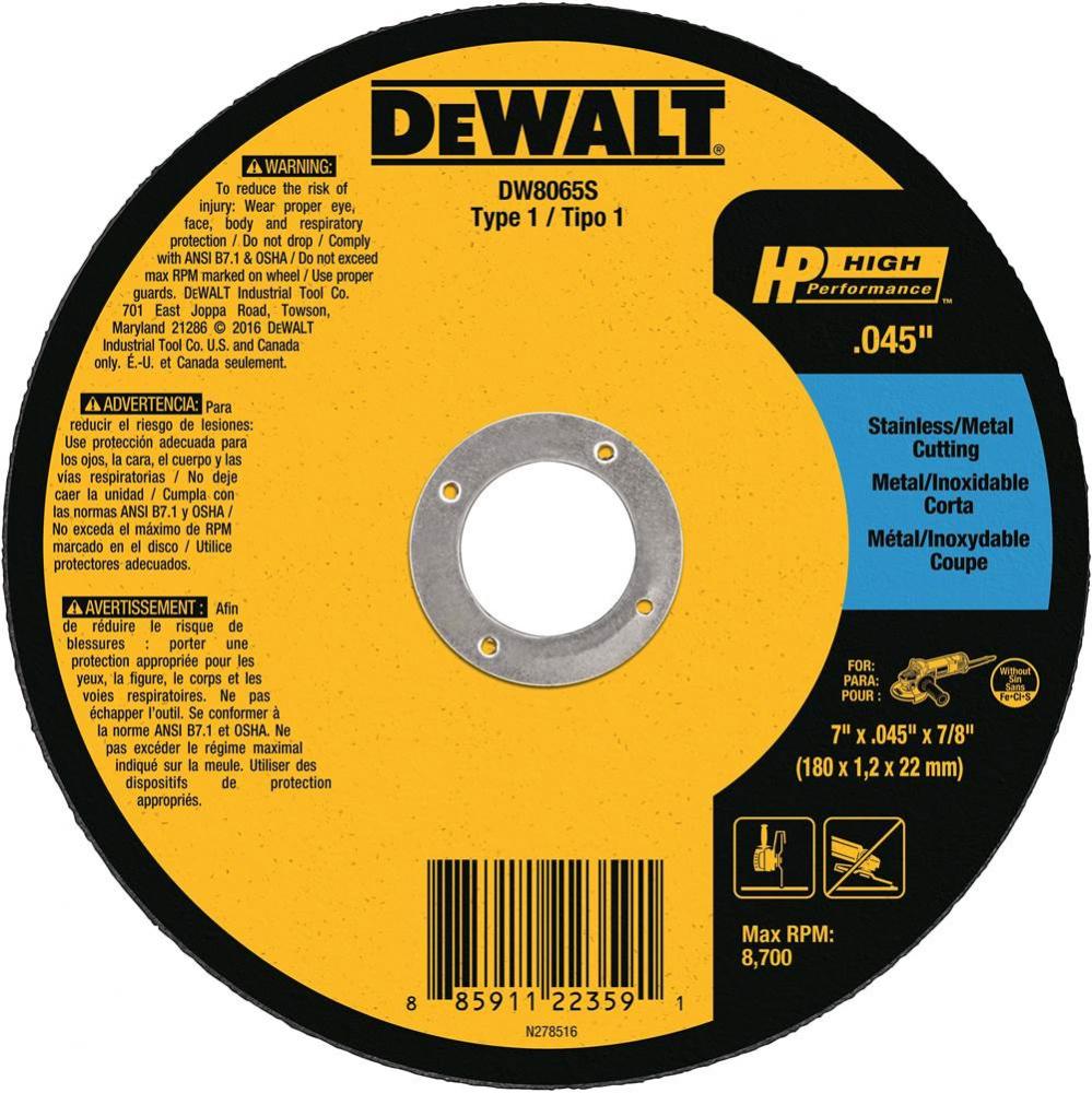 7&apos;&apos; x .055&apos;&apos; x 7/8&apos;&apos; Metal Thin Cut-Off Wheel