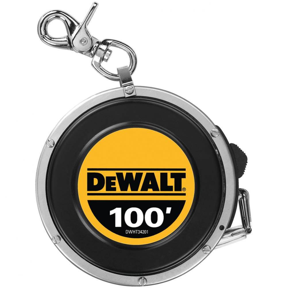 DEWALT CLOSED CASE AUTO REWIND LONG TAPE RULE 3/8&apos;&apos; X 100&apos;&apos;