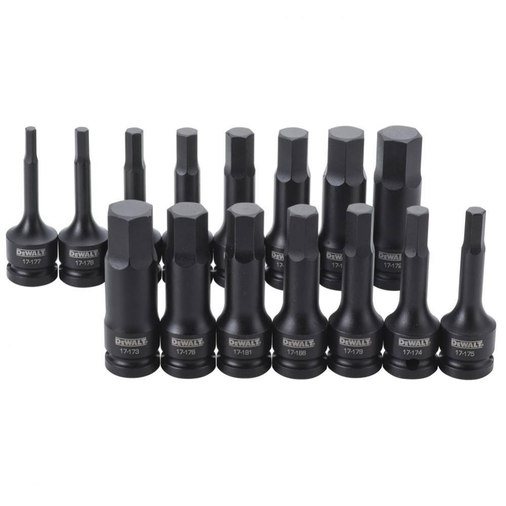 DWMT 15PC SAE/MM 1/2&apos;&apos; IM HEX SKT SET