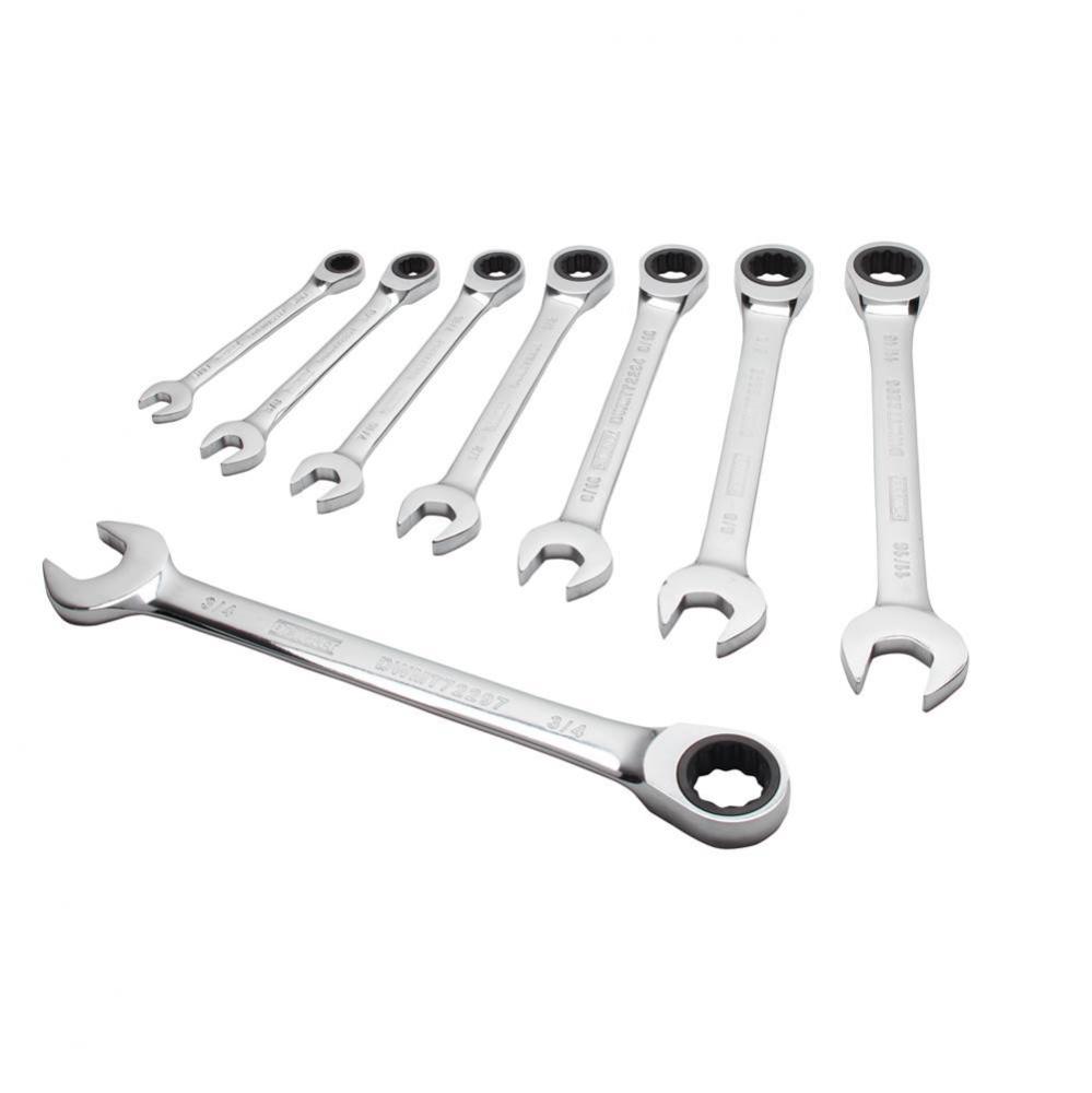 8pc Ratcheting Combo Wrench-SAE