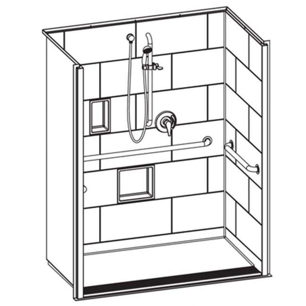 Alcove AcrylX 36 x 66 x 78 Shower in Biscuit HMT6236TRCOL