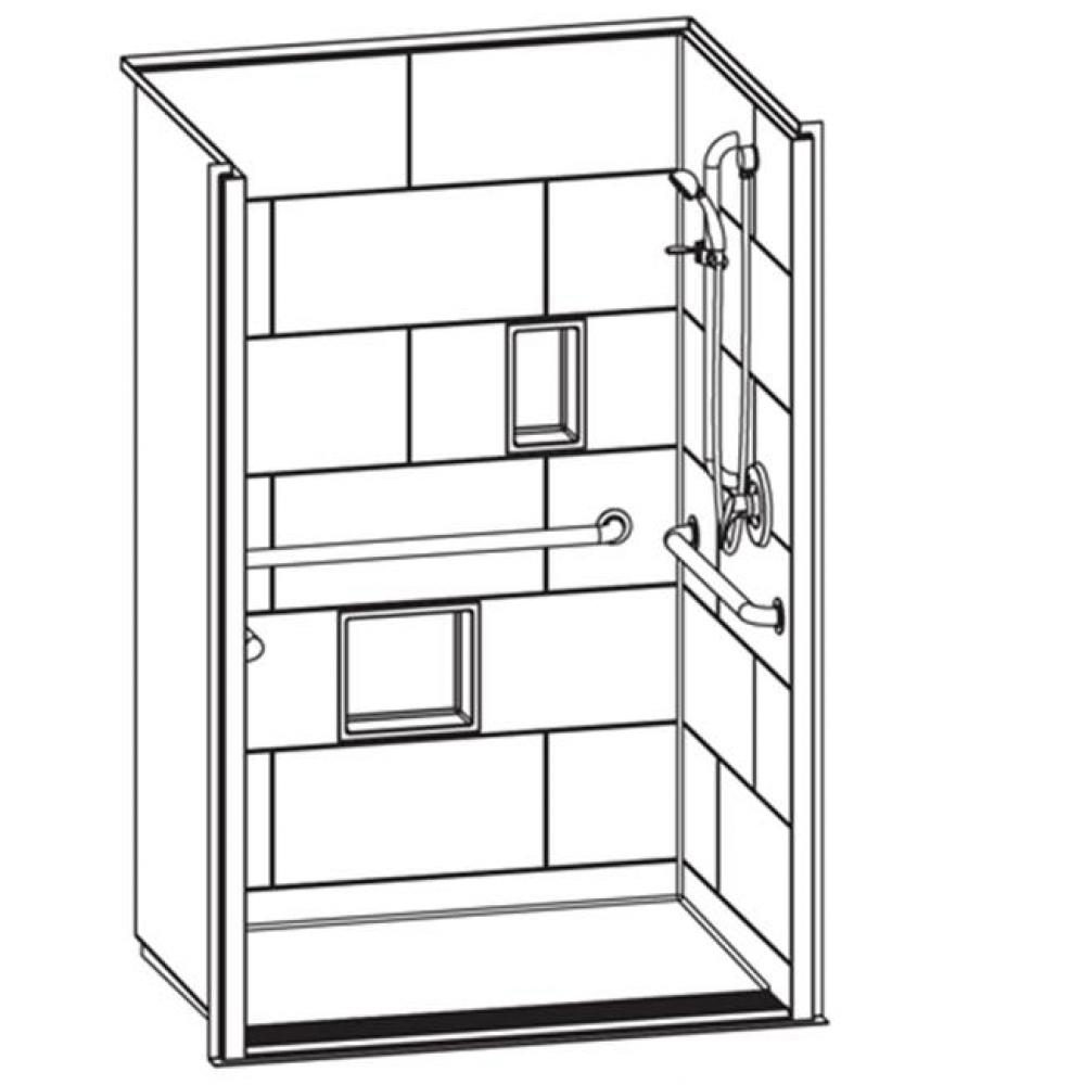 Alcove AcrylX 38 x 54 x 78 Shower in Biscuit HMT5038TRCOL