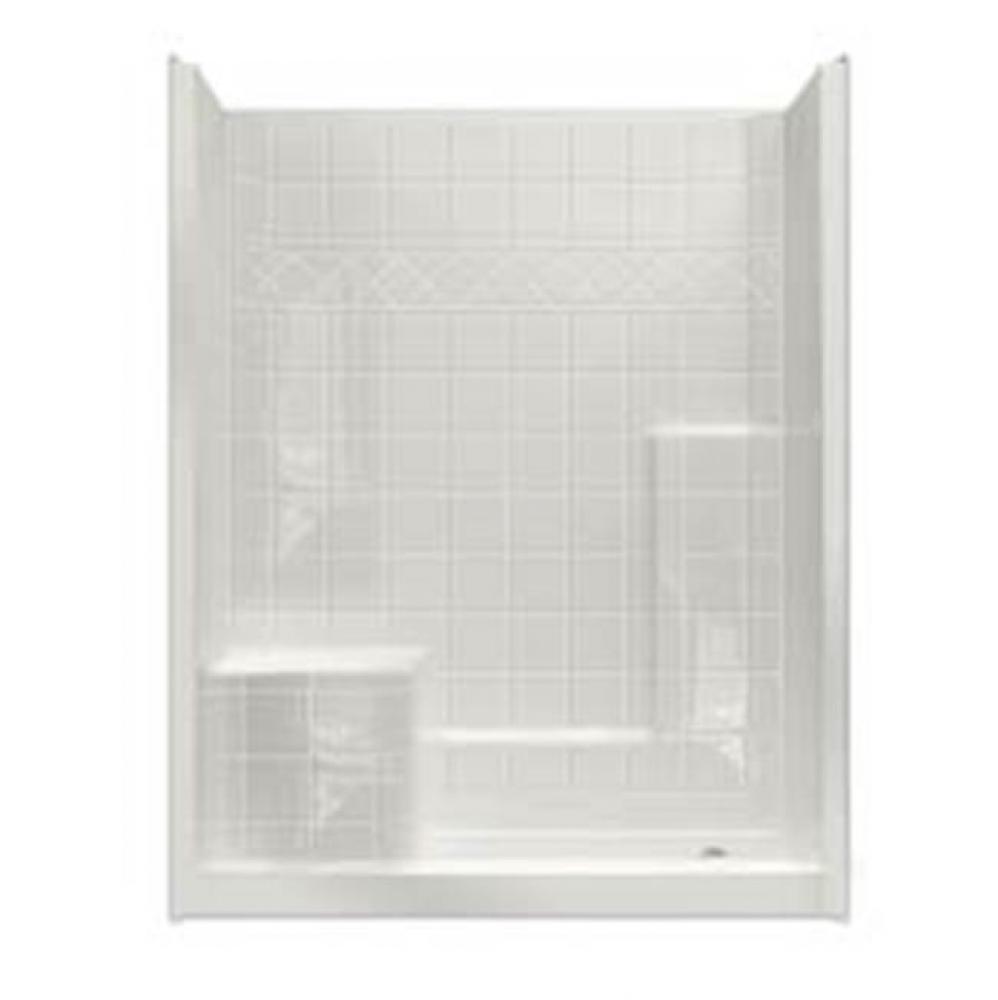 Alcove Solid Surface 33 x 60 x 77 Shower in Biscuit STN6032SH 3P 1S TILE