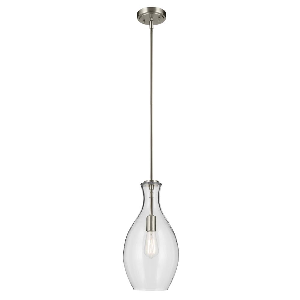Everly 17.75&#34; 1-Light Bell Pendant with Clear Glass in Brushed Nickel