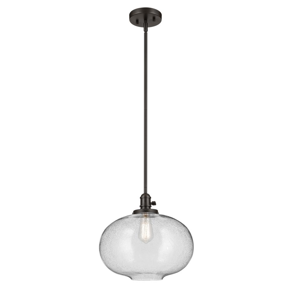 Avery 14&#34; 1-Light Globe Pendant with Clear Seeded Glass in Olde Bronze