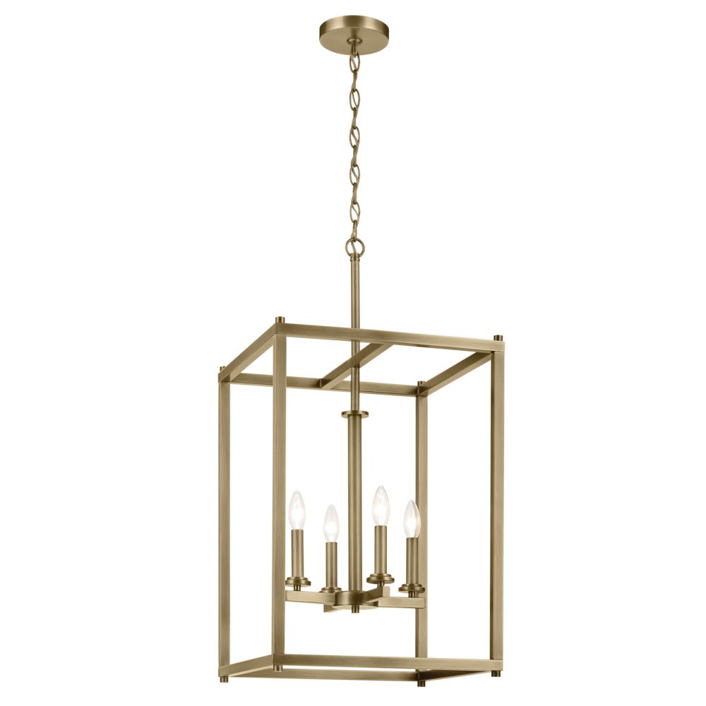 Crosby 31&#34; 4-Light Foyer Pendant with Clear Glass in Natural Brass