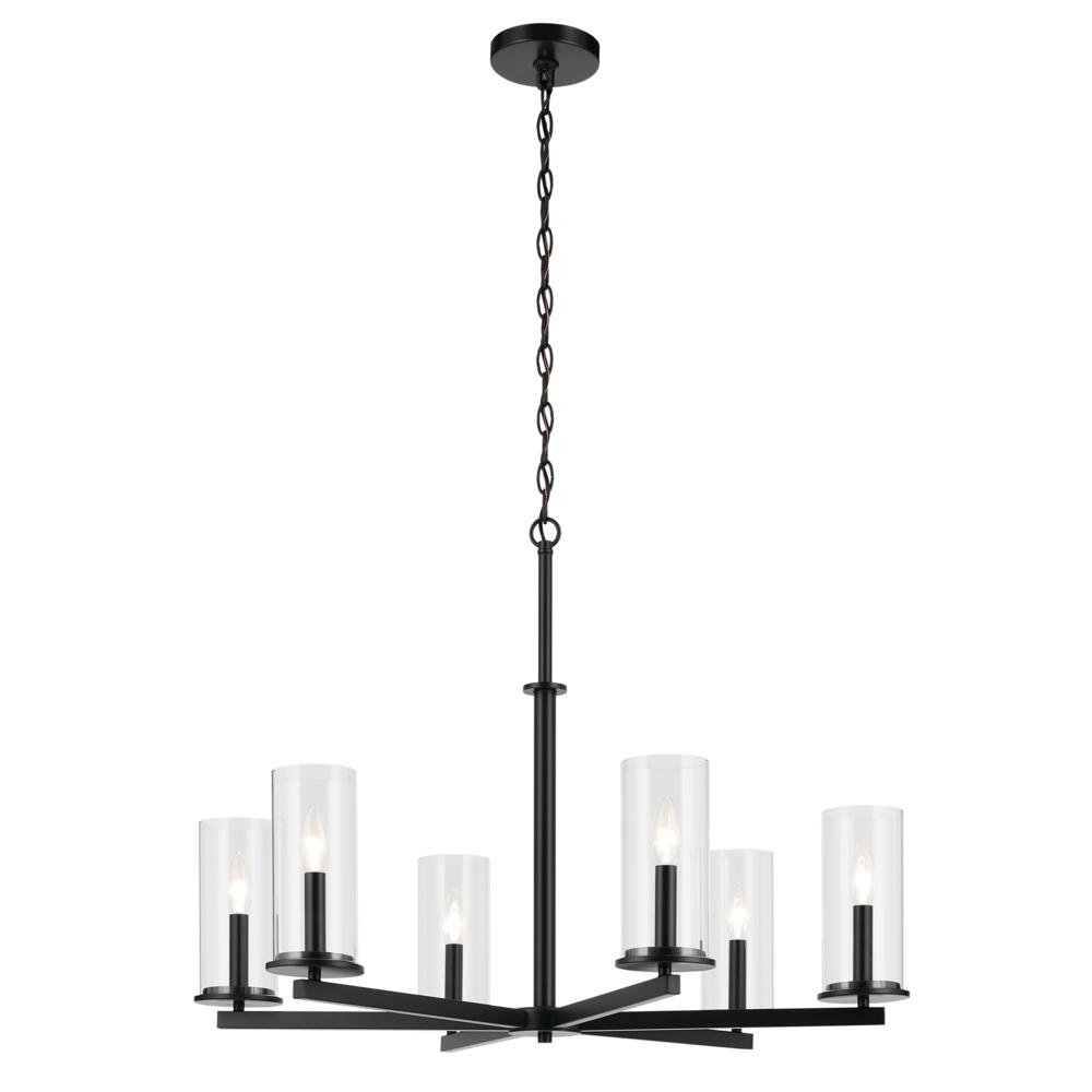 Crosby 21.75&#34; 6-Light Chandelier with Clear Glass in Black