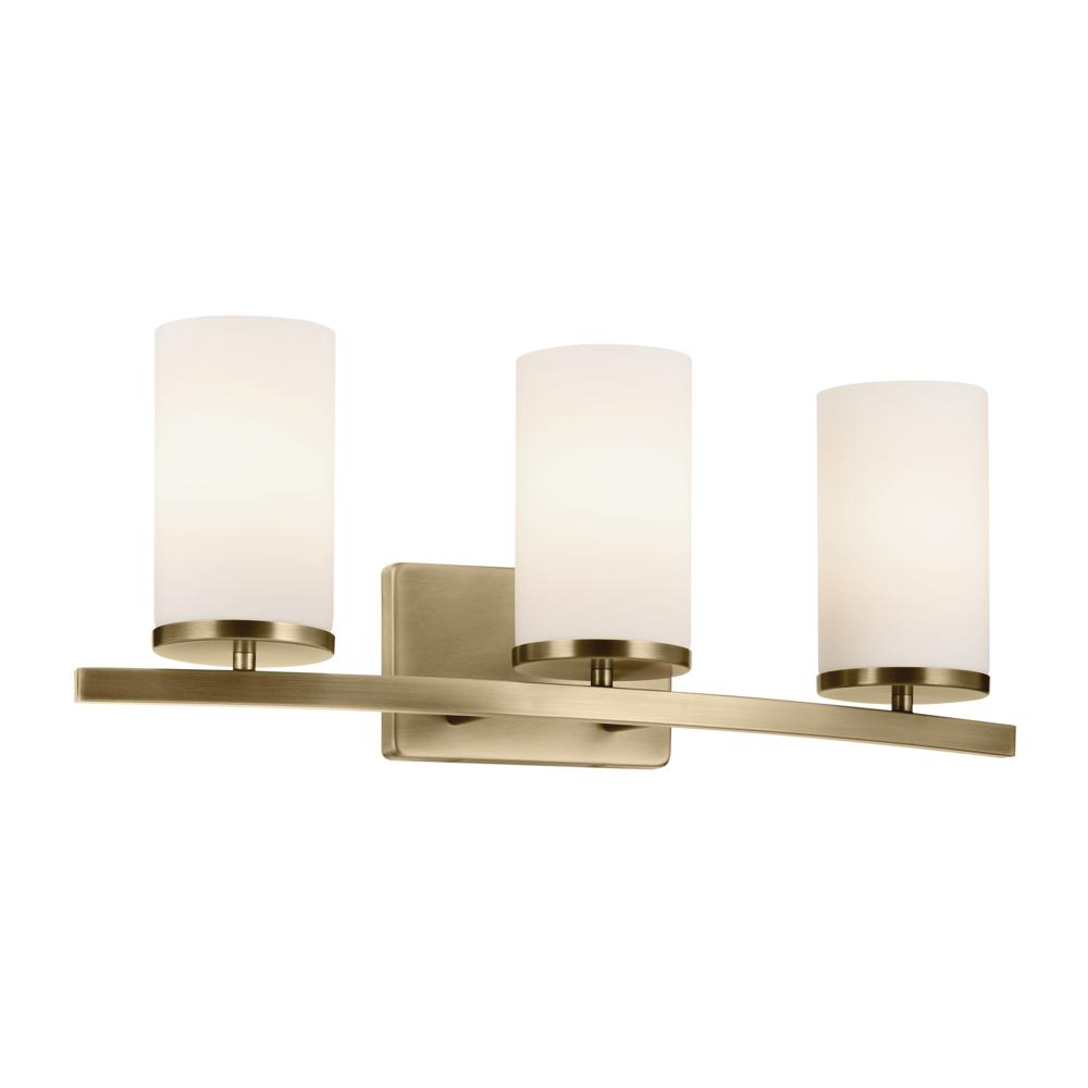 Crosby 23&#34; 3-Light Vanity Light with Satin Etched Cased Opal Glass in Natural Brass
