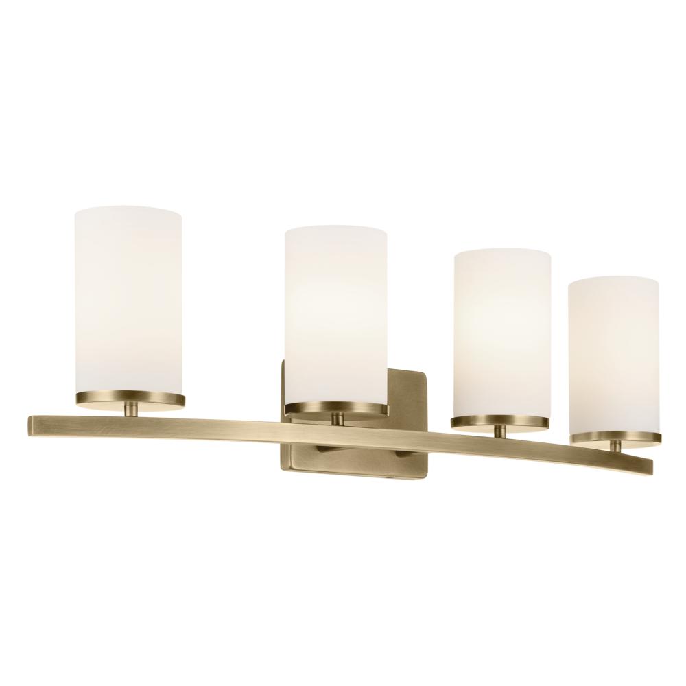 Crosby 31.25&#34; 4-Light Vanity Light with Satin Etched Cased Opal Glass in Natural Brass