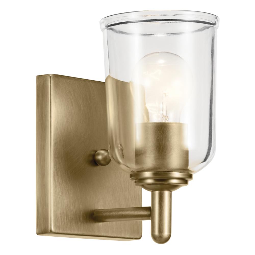 Shailene 5&#34; 1-Light Wall Sconce with Clear Glass in Natural Brass