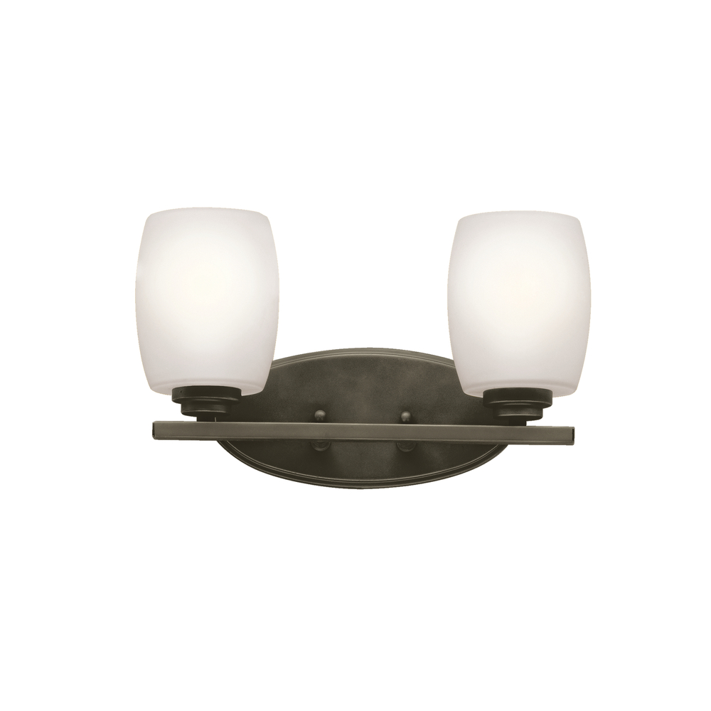 Eileen 14.25&#34; 2 Light Vanity Light with Satin Etched Cased Opal Glass in Olde Bronze®