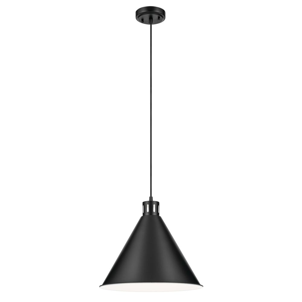 Zailey 14.25&#34; 1-Light Cone Pendant in Black