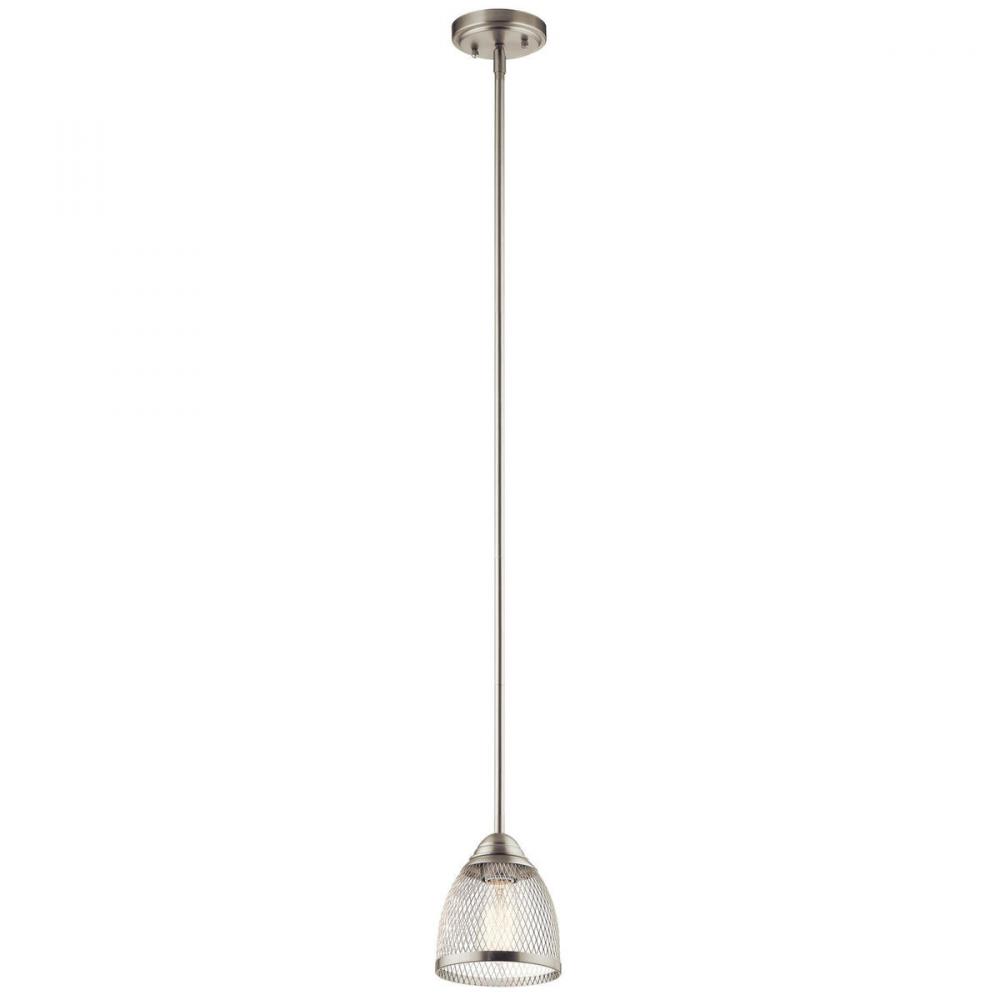 Voclain 7.75&#34; 1 Light Mini Pendant with Mesh Shade in Brushed Nickel