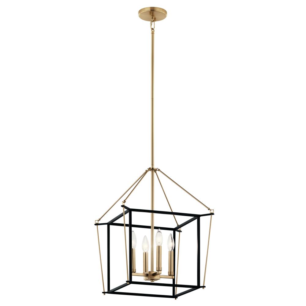 Eisley 21.25 Inch 4 Light Foyer Pendant in Champagne Bronze and Black