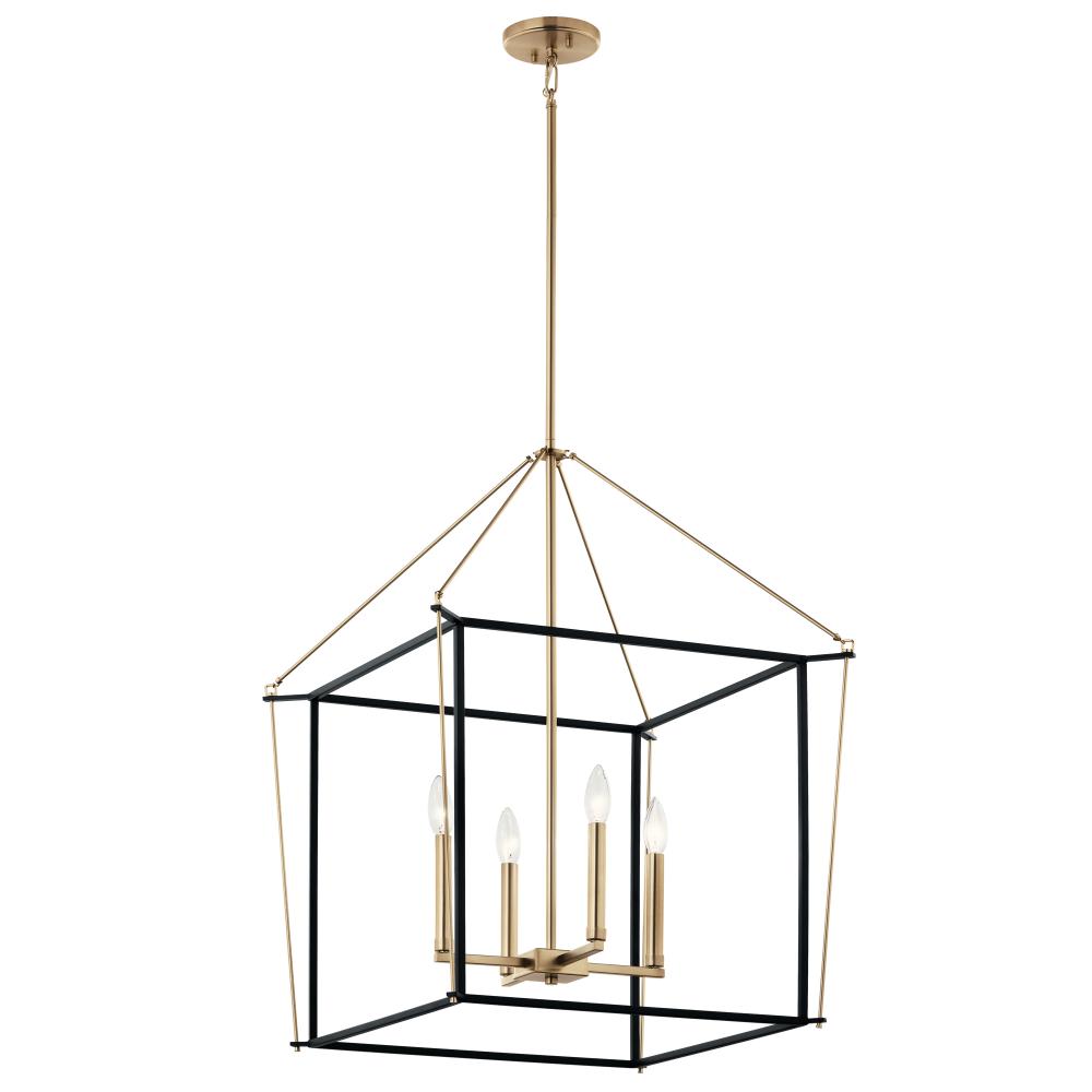 Eisley 30 Inch 4 Light Foyer Pendant in Champagne Bronze and Black