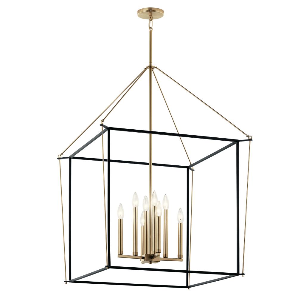 Eisley 40.25 Inch 8 Light Foyer Pendant in Champagne Bronze and Black