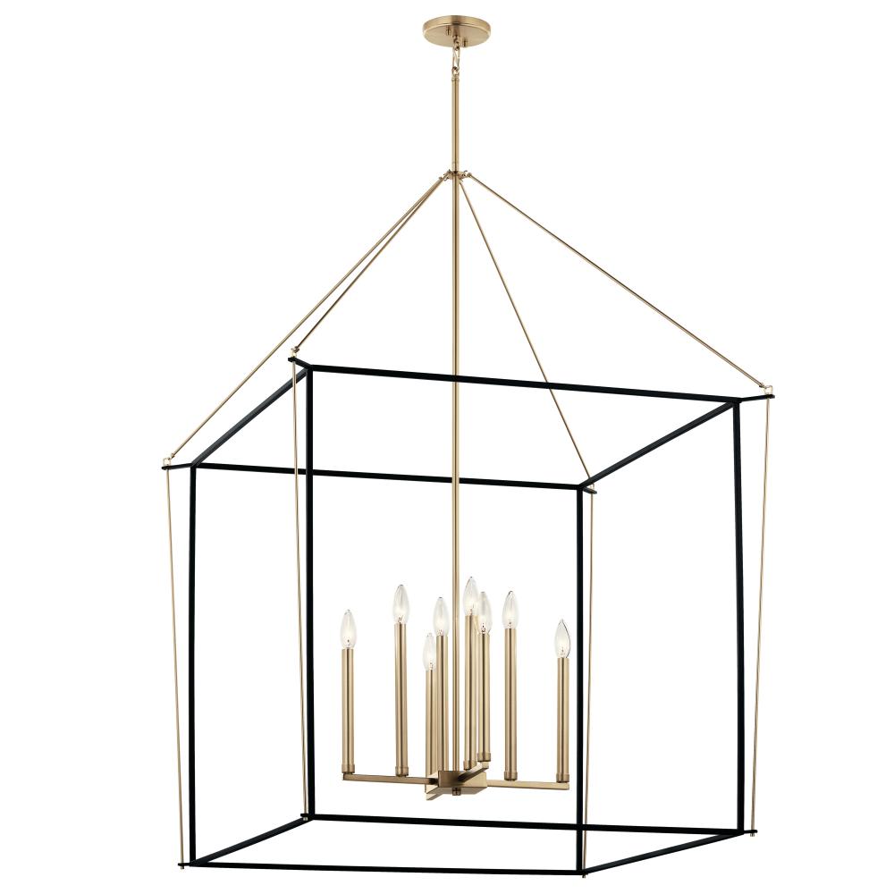 Eisley 50 Inch 8 Light 2 Tier Foyer Pendant in Champagne Bronze and Black