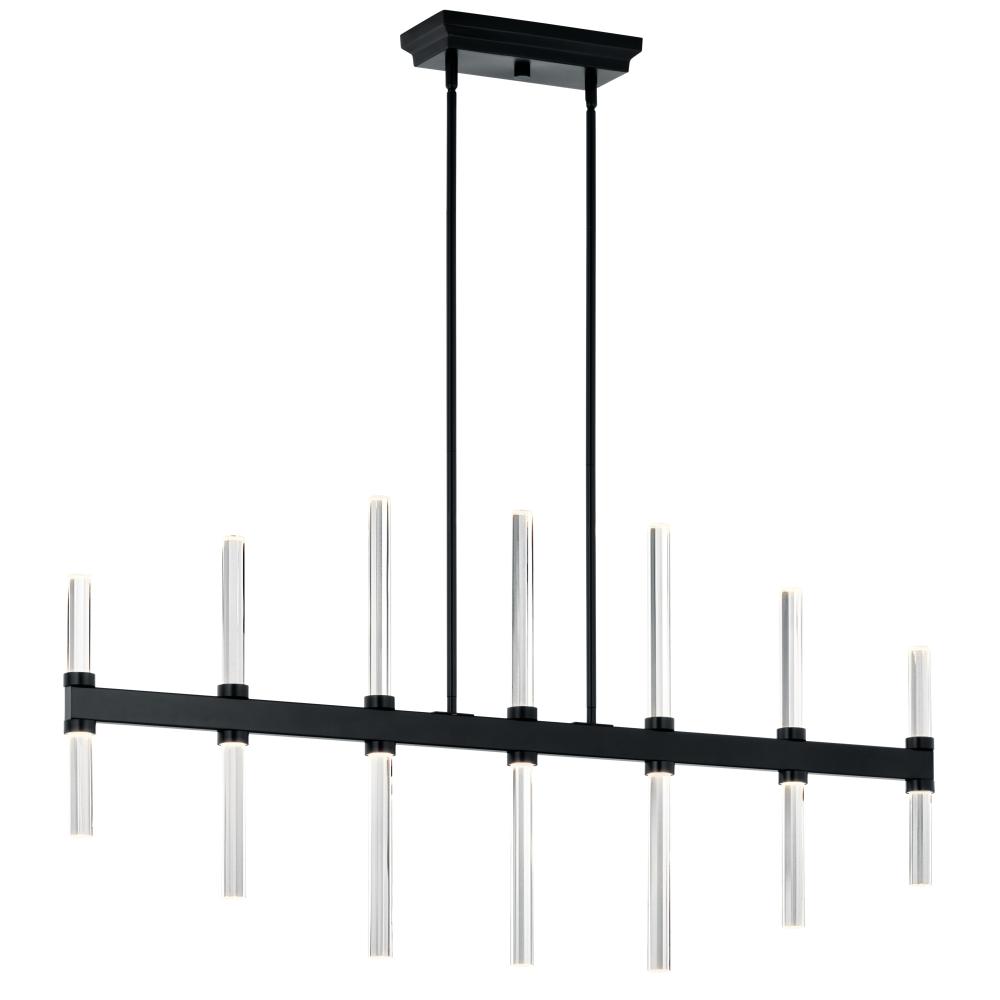 Sycara 48.25 Inch 14 Light LED Linear Chandelier with Faceted Crystal in Black