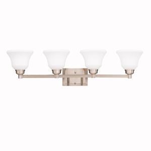 Langford 35&#34; 4 Light Vanity Light with Satin Etched White Glass in Olde Bronze®