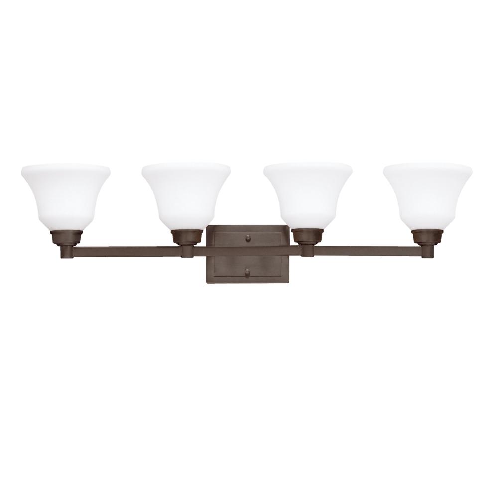 Langford 35&#34; 4 Light LED Vanity Light with Satin Etched White Glass in Olde Bronze®