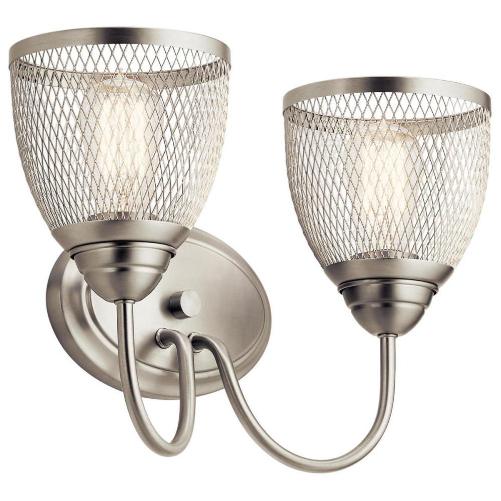 Voclain 16&#34; 2 Light Vanity Light with Mesh Shade in Brushed Nickel