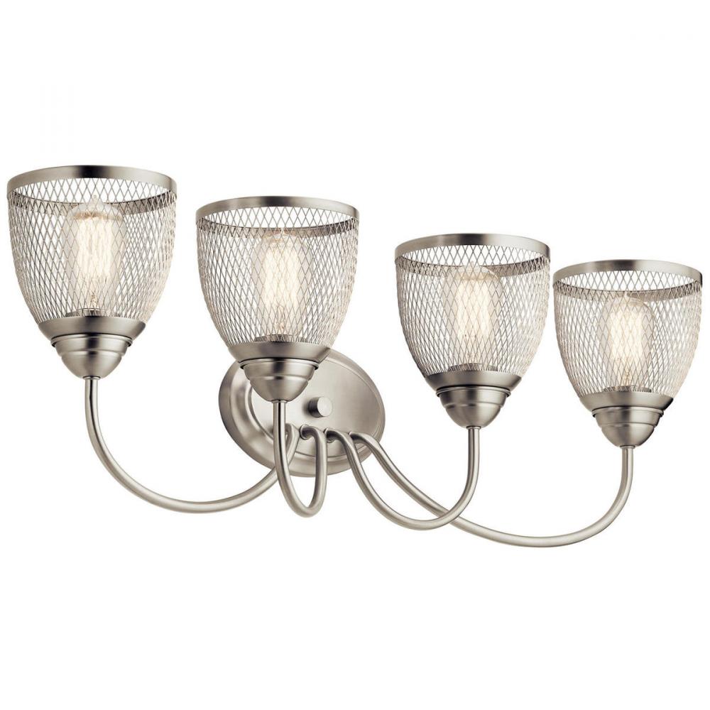Voclain 32&#34; 4 Light Vanity Light with Mesh Shade in Brushed Nickel