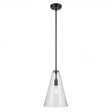 Kichler 42199BKCS - Everly 15.25" 1-Light Cone Pendant with Clear Seeded Glass in Black