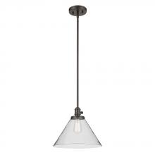 Kichler 43905OZ - Avery 11.75" 1-Light Cone Pendant with Clear Seeded Glass in Olde Bronze