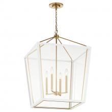 Kichler 52620CPZWH - Delvin 31.75 Inch 4 Light Foyer Pendant with Clear Glass in Champagne Bronze and White