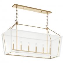 Kichler 52622CPZWH - Delvin 44 Inch 6 Light Linear Chandelier with Clear Glass in Champagne Bronze and White