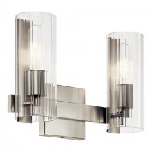 Kichler 55167NI - Jemsa 13.75 Inch 2 Light Vanity with Clear Fluted Glass in Brushed Nickel