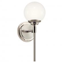 Kichler 55170PN - Benno 13.75 Inch 1 Light Wall Sconce with Opal Glass in Polished Nickel and Brushed Nickel
