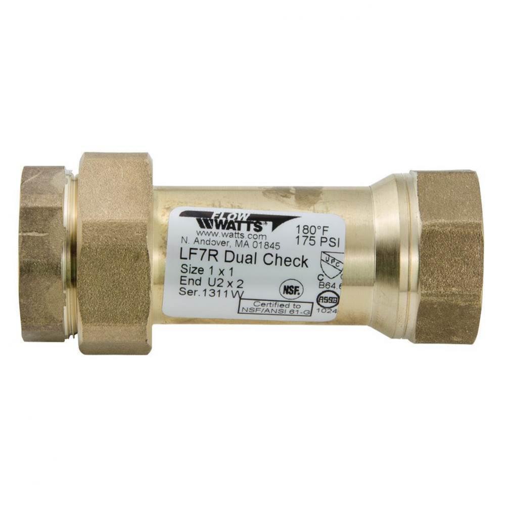 1 x 1 In Lead Free Residential Dual Check Valve Backflow Preventer with Union Female NPT Inlet By