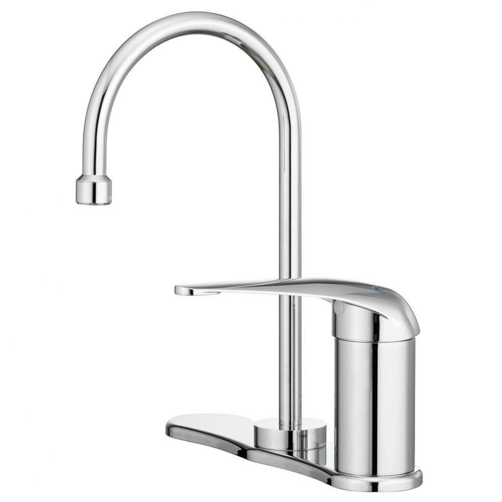 Lavsafe (TM) Gooseneck Thermostatic Faucet With Deck Plate And 6 In Lever Handle