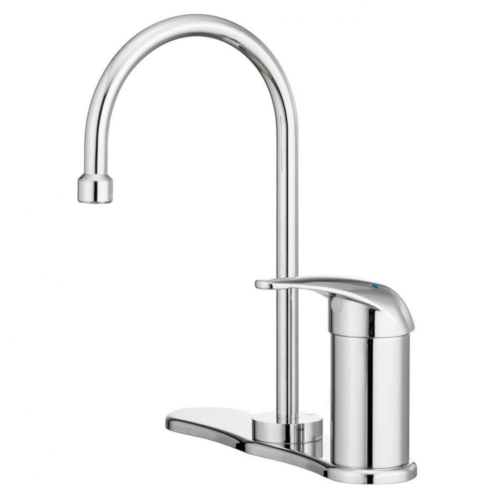 Lavsafe (TM) Gooseneck Thermostatic Faucet With Deck Plate And 1.5 Gpm Aerator