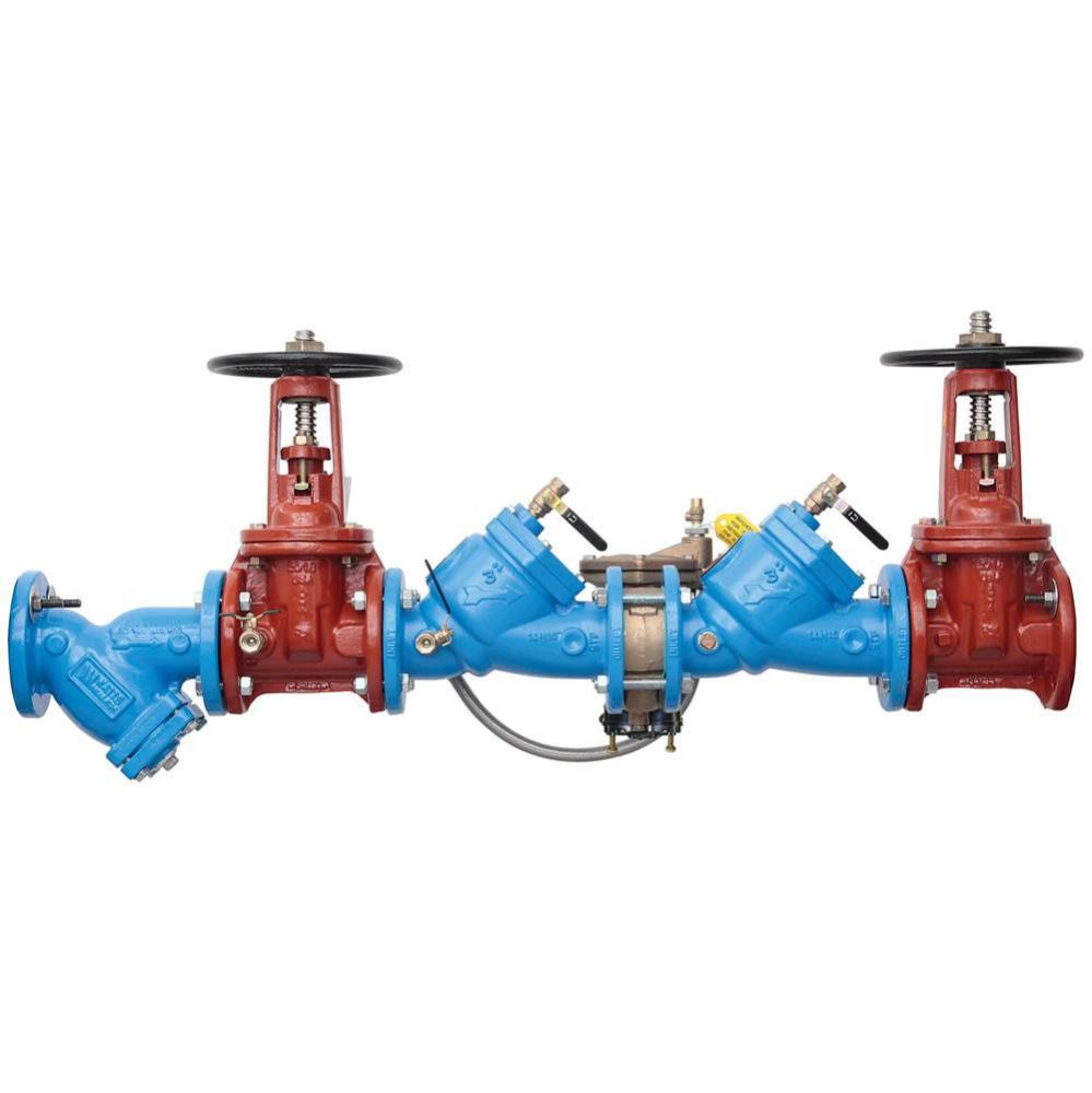 2 1/2 IN Cast Iron Reduced Pressure Zone Backflow Preventer Assembly, OSY Shutoff, Cast Iron Strai