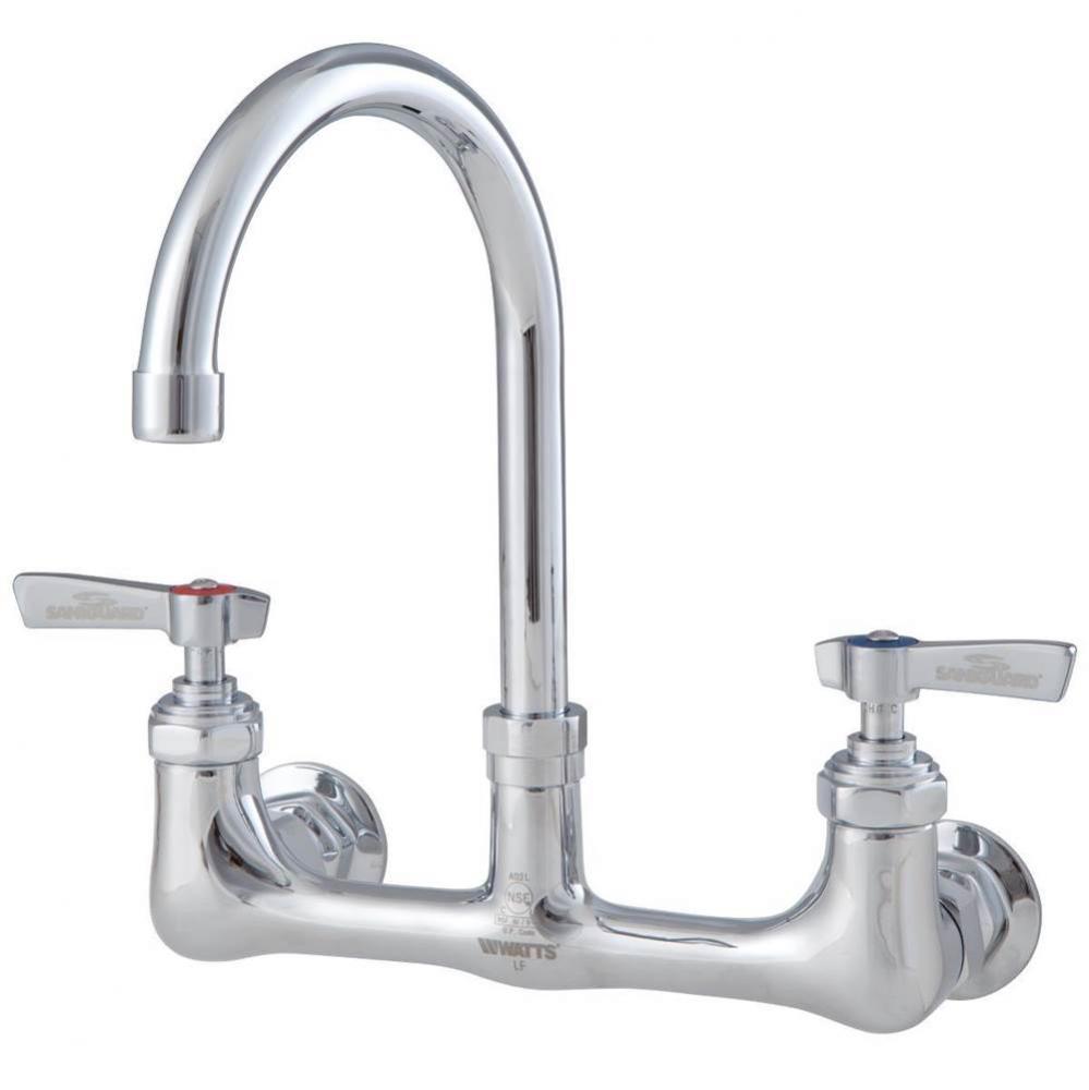 8 In Wall Mount Faucet With 6 In Gooseneck Spout