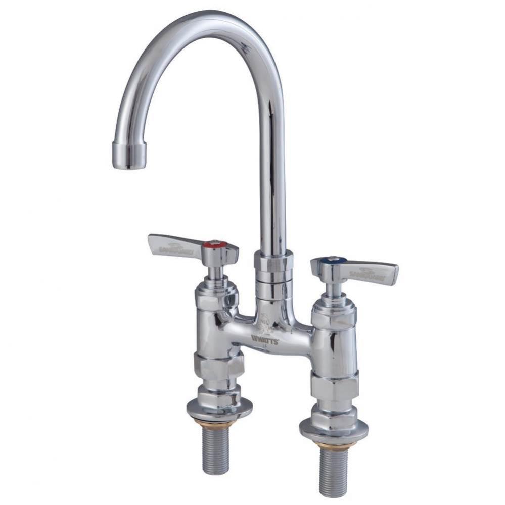 4 In Lead Free Deck Mount Faucet With 6 In Gooseneck Spout