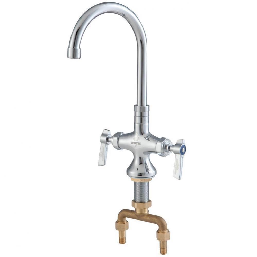 Lead Free Deck Mount Double Pantry Faucet With 6 In Gooseneck Spout