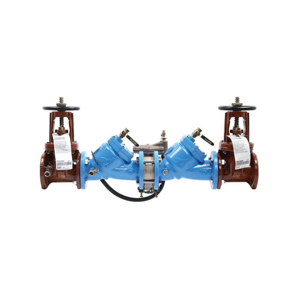3 IN Cast Iron Reduced Pressure Zone Backflow Preventer Assembly, OSY Shutoff, Pre-Drilled Bolts,